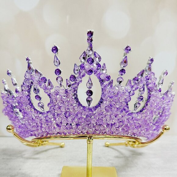 Wedding Crown, Purple Crystal Crown, Bridal Jewelry, Silver Bridal Headpiece main image 8